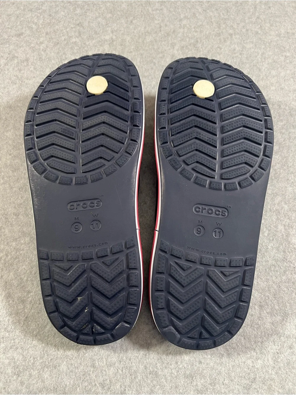 CROCS Men’s Navy Flip-Flop Sandals with Red & White Trim
